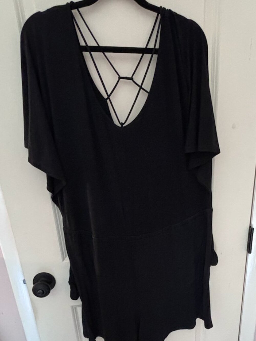 American Eagle Black Strappy Romper Off-the-Shoulder XL